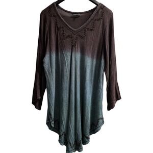 Greater Good Top Women 3X/4X Ombre Gauzy Sequin Tunic Boho Hippie Beach Festival